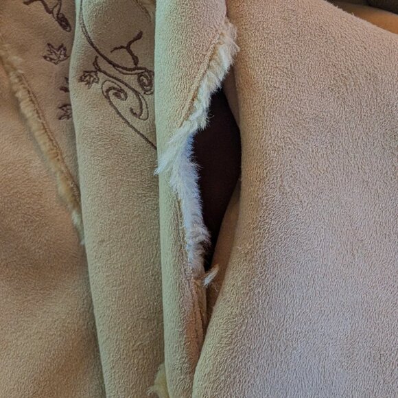 ARSENO CANADA Faux SUEDE & FUR jacket Sz S EMBROIDERIES TOOTH-LIKE buttons A GEM - Picture 9 of 16